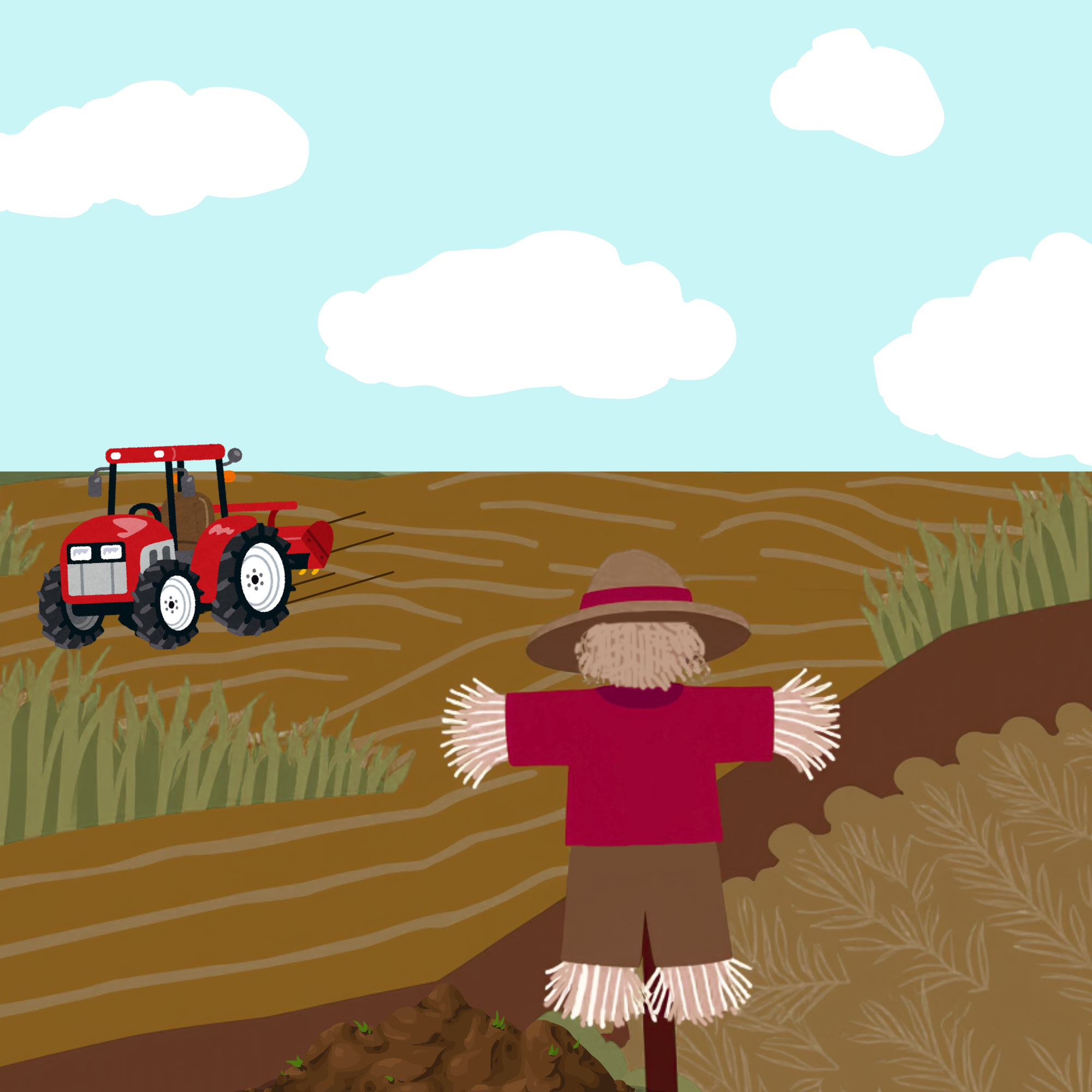 Tractor Driving Over Ploughed Field